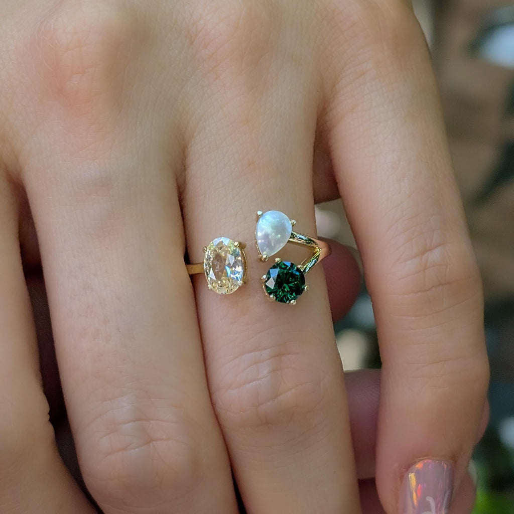 Custom 3 Stone Ring, Pick Your Own Three Stone Family Tree Gemstone Ring, Multi Shape Gemstone Ring, Birthstone Ring Jewelry