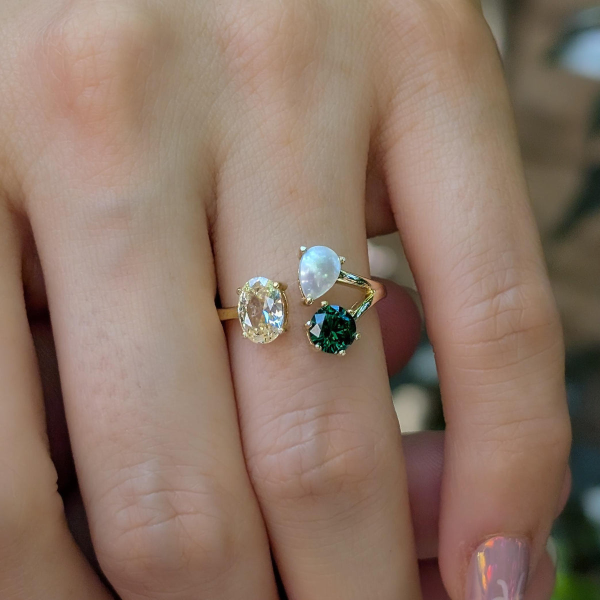 Custom 3 Stone Ring, Pick Your Own Three Stone Family Tree Gemstone Ring, Multi Shape Gemstone Ring, Birthstone Ring Jewelry