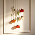 Autumn Poppy Leaf Stained Glass Suncatcher Handmade Floral Wind Chime Porch Window Decor Thanksgiving Gift Custom Garden Light Catcher Art