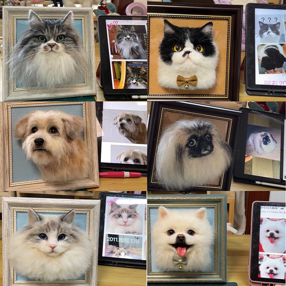 Realistic Needle Felting Dog Portrait, Custom Felting Dog Portrait in Frame, Birthday Gift