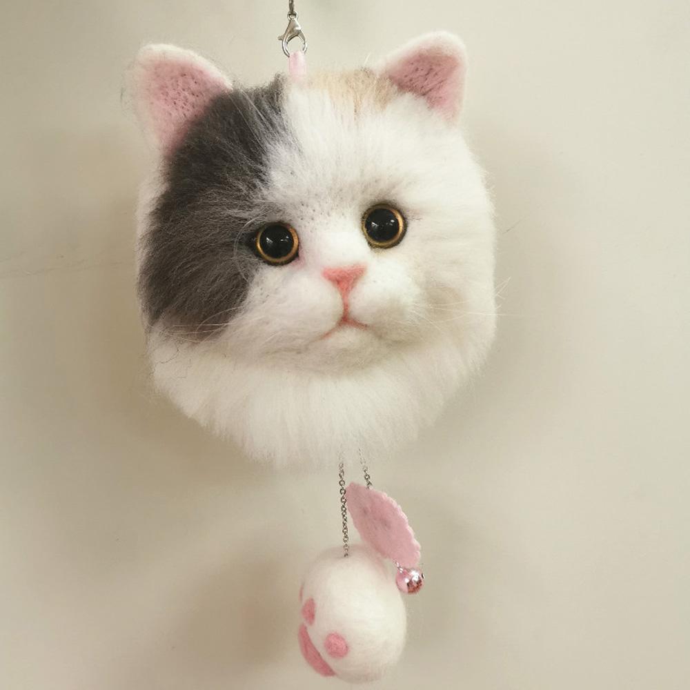 Needle Felted Cat Car Pendant, Custom Needle Felting Pet Car Accessories, Handmade Gift for Pet Lovers