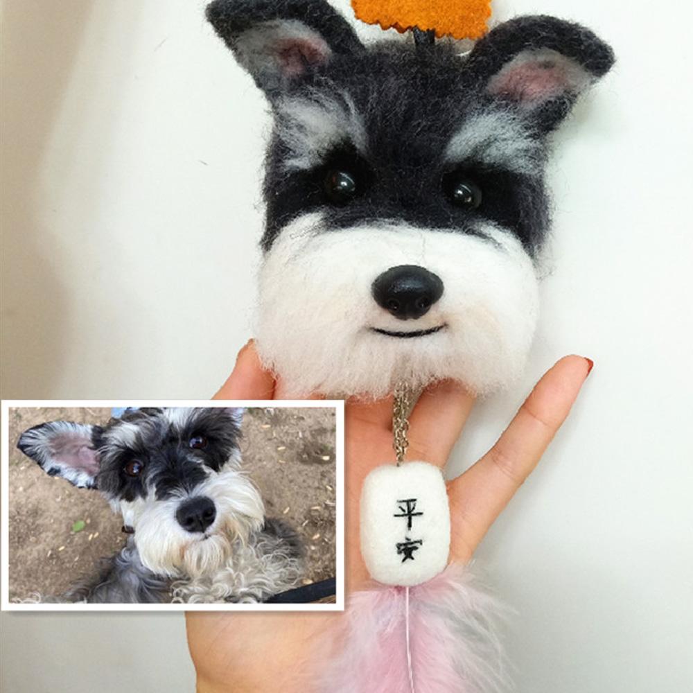 Custom Needle Felted Pet Car Accessories, Needle Felting Car Pendant, Custom 3D Pet Loss Gift