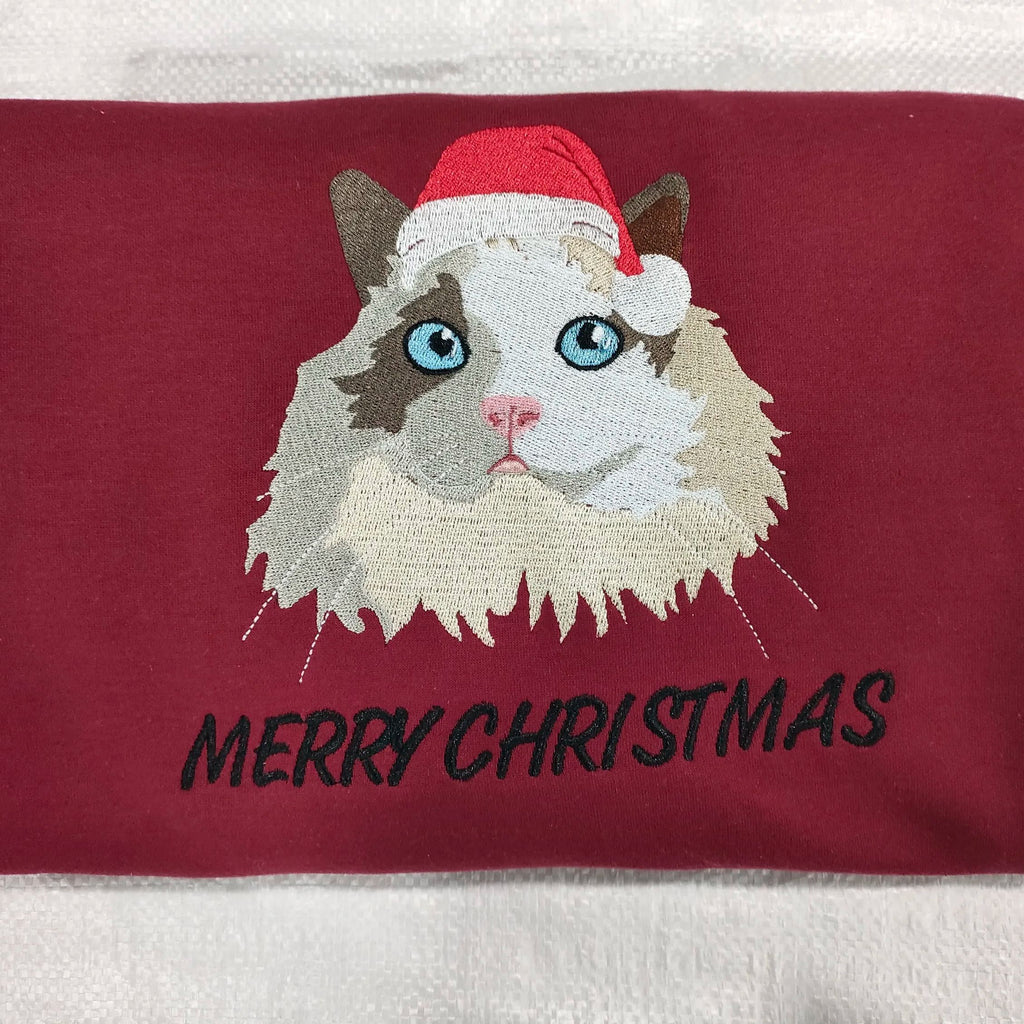 Embroidered Pet Portrait Organic Christmas Jumper Sweatshirt Hoodies