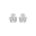 Pansy Collection Flower Shape Silver Earrings With Pearl