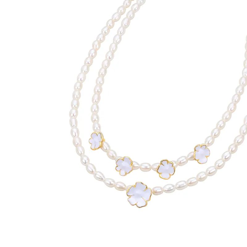 Wild Rose Collection Multi-string Flower Choker With Pearls