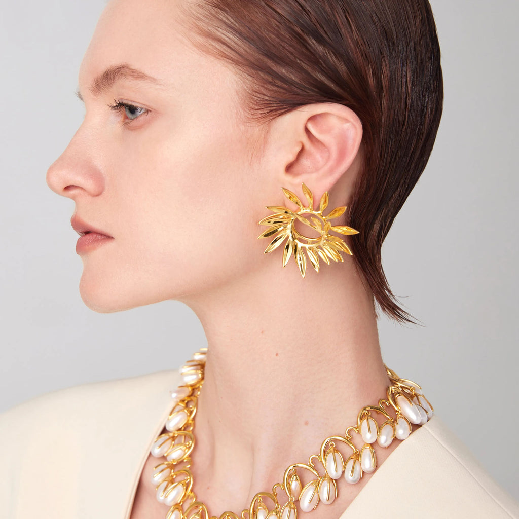 Palms Collection Leaf Shape Spiral Earrings