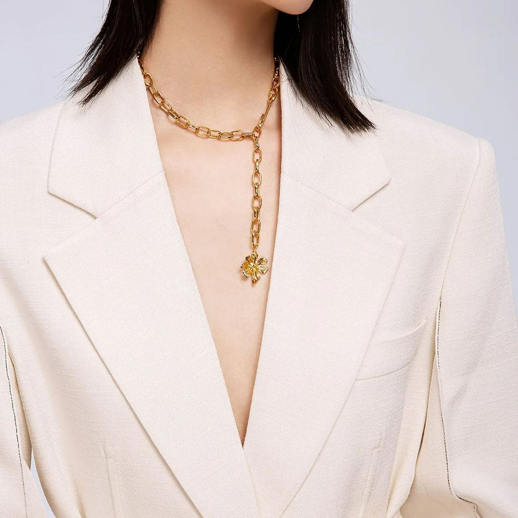 Cosmos Collection Flower Silver And Golden Choker