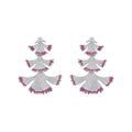 Carnation Collection Three Petals Tassel Earrings Silver And Golden
