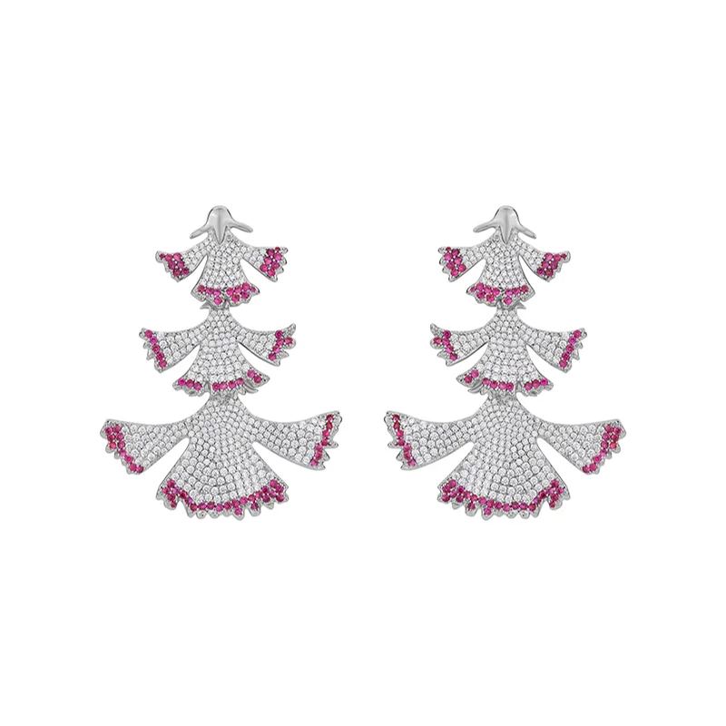 Carnation Collection Three Petals Tassel Earrings Silver And Golden