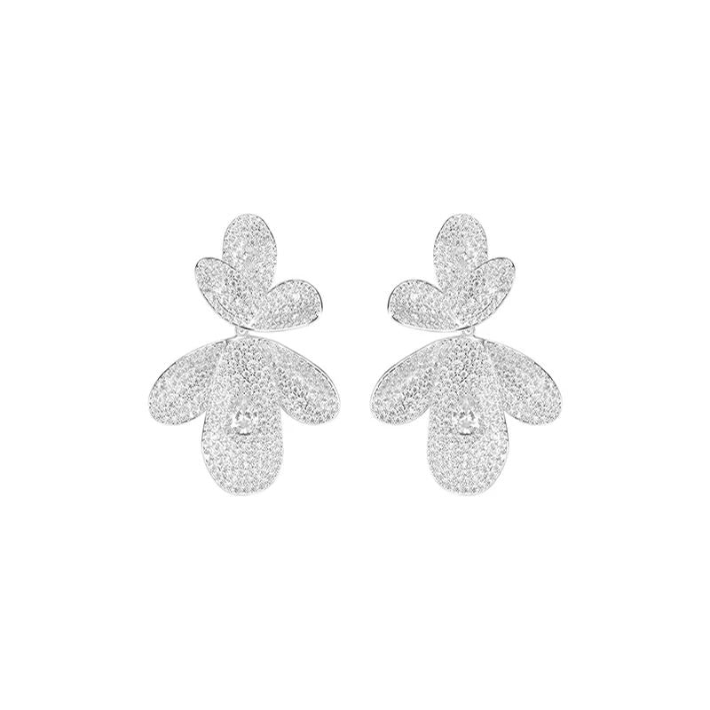 Petals Collection Large Petal Earrings Full Of Diamonds