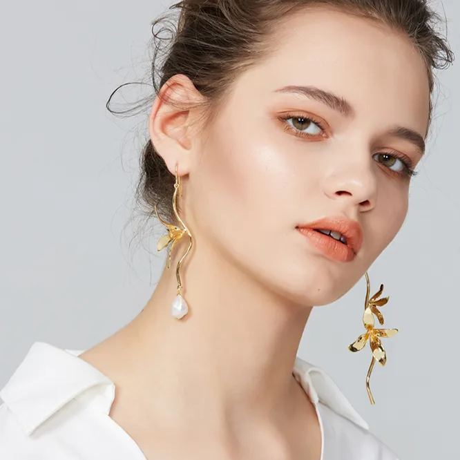 Orchids Collection Asymmetric Flower Earrings