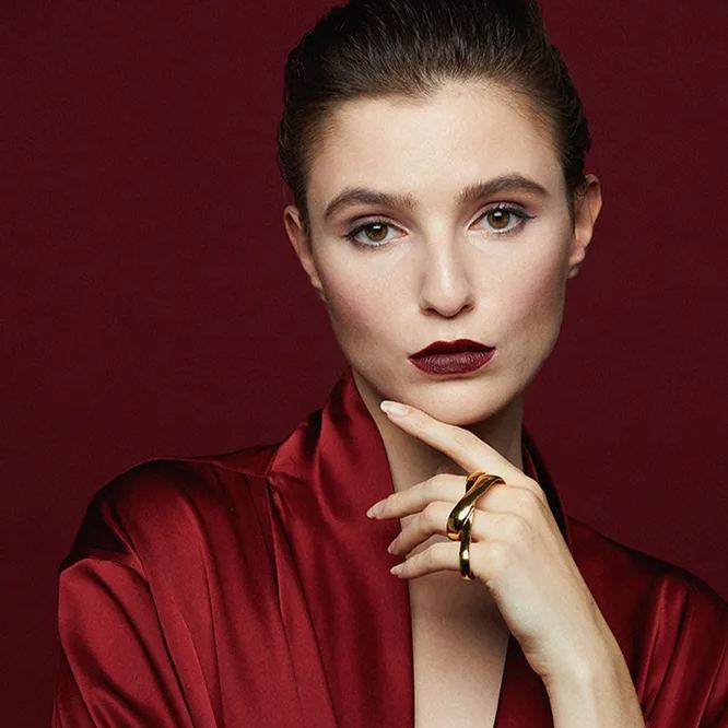 Iris Collection Free Size Three Finger Golden Ring