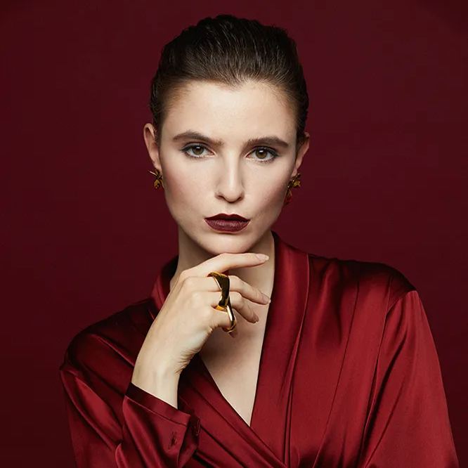 Iris Collection Free Size Three Finger Golden Ring