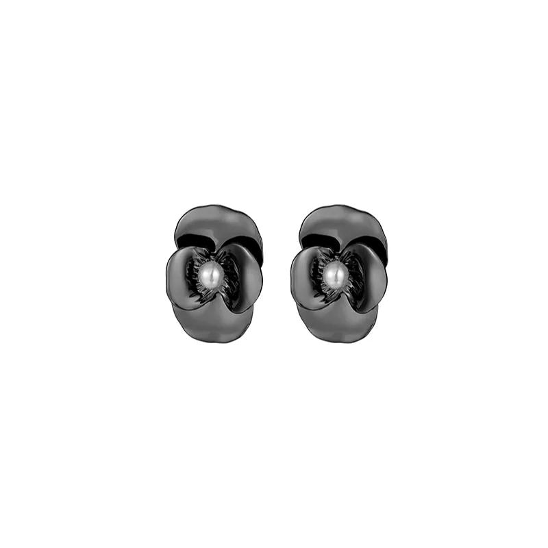 Corn Poppy Collection Mini Flower Pearl Earrings