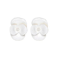 Corn Poppy Collection White Flower Pearl Earrings Small