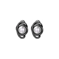 Curvilinear Collection Black Pearl Brass Stud Earrings