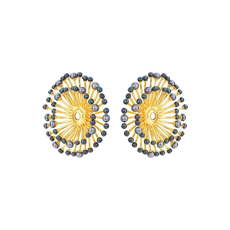 Eucalyptus Collection Double Layer Flower Multi-pearl Earrings
