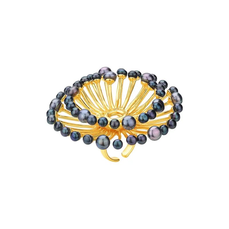 Eucalyptus Collection Double Layer Flower Multi-pearl Ring