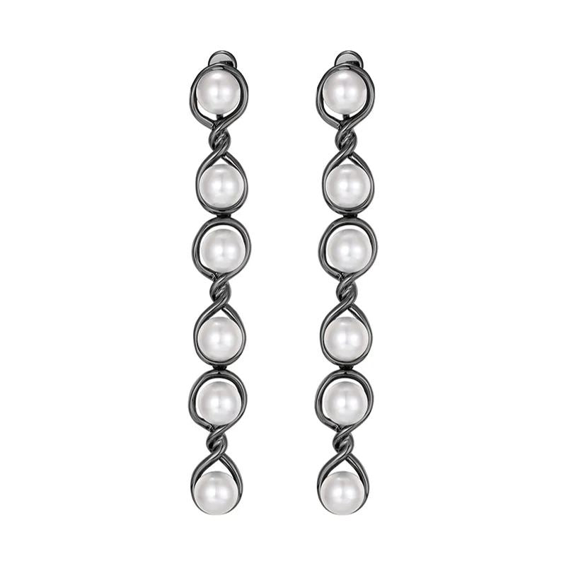 Curvilinear Collection Pearl Drop Earrings With Figure Of 8 Shape