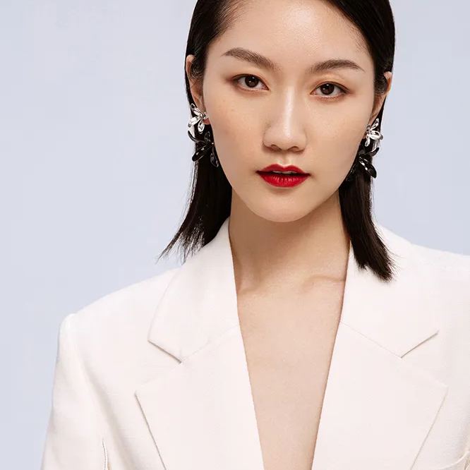 Orchids Collection Two-tone Bifloral Drop Earrings