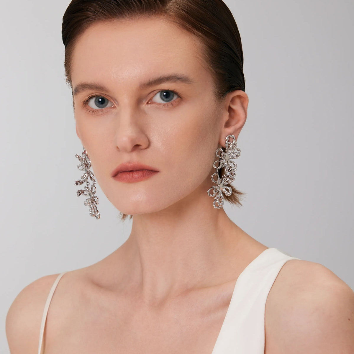 Butterfly Pea Collection Bifloral Flower Drop Earrings