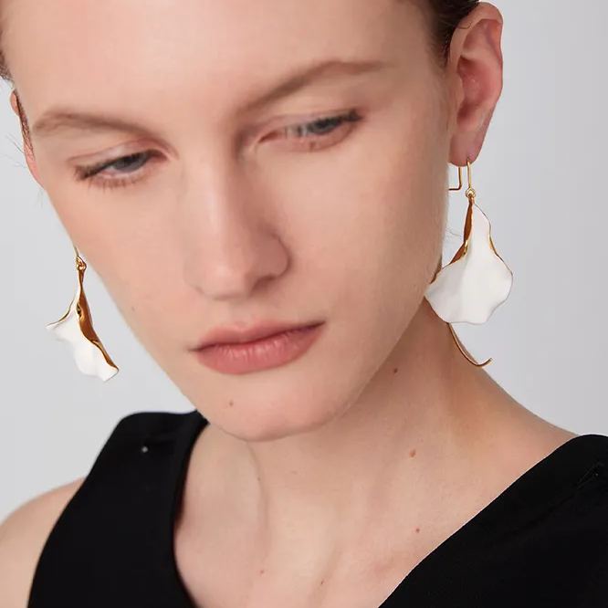 Orchids Collection Asymmetrical White Petal Earrings