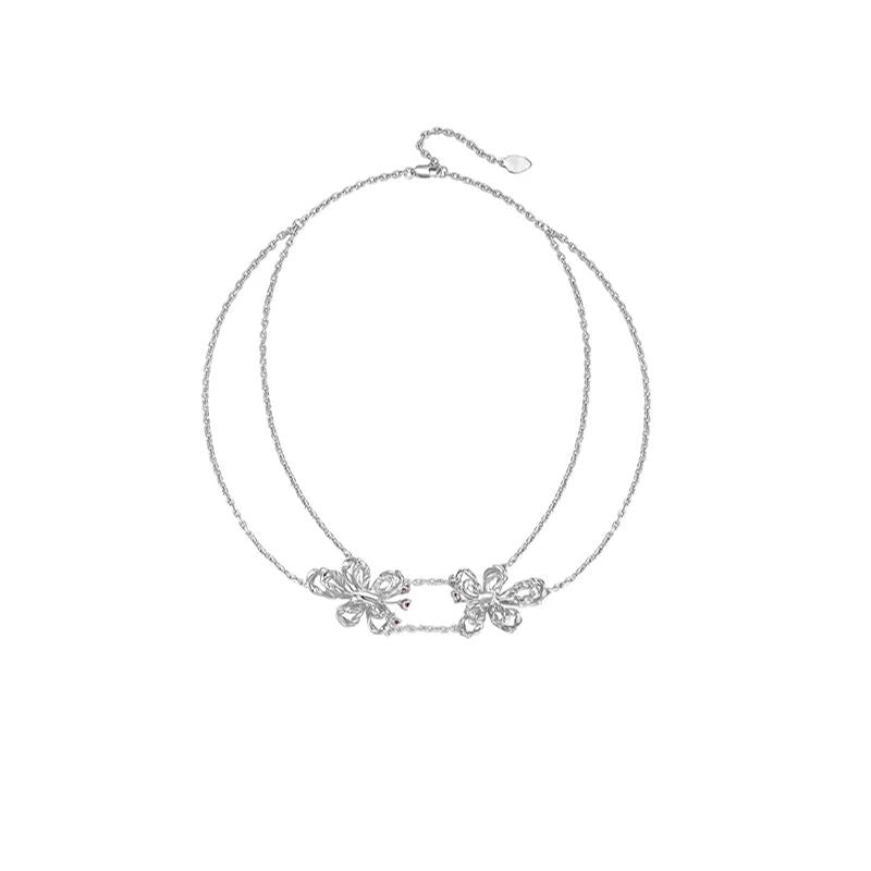 Butterfly Pea Collection Bifloral Flower Necklace