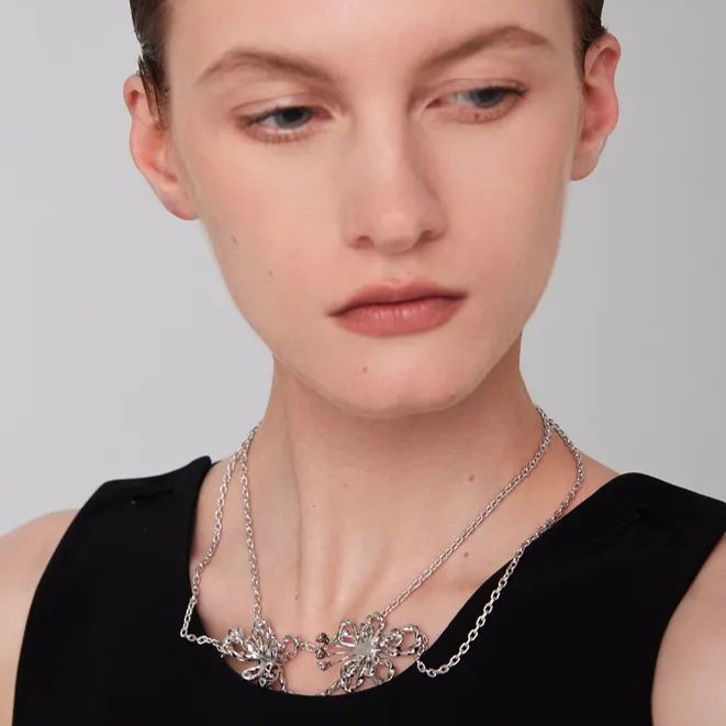 Butterfly Pea Collection Bifloral Flower Necklace
