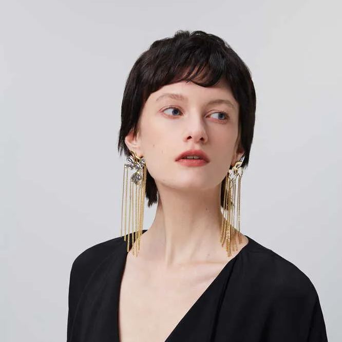 Wisteria Collection Asymmetric Golden And Silver Tassel Earrings