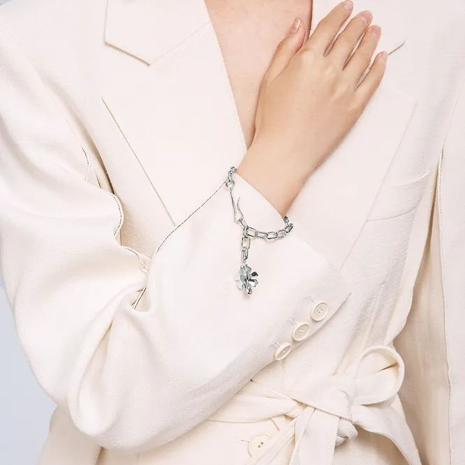 Cosmos Collection Single Flower Silver Bracelet