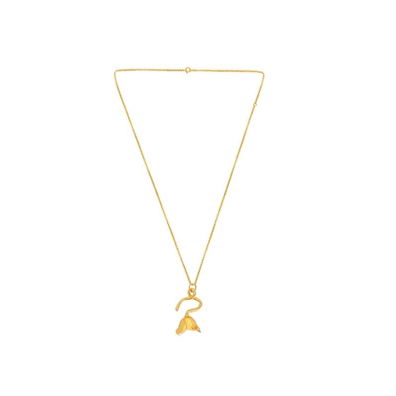 Tulip Collection Single Flower Necklace With White Enamel