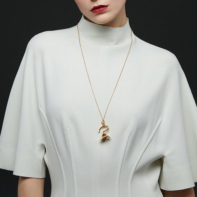 Tulip Collection Single Flower Necklace With White Enamel