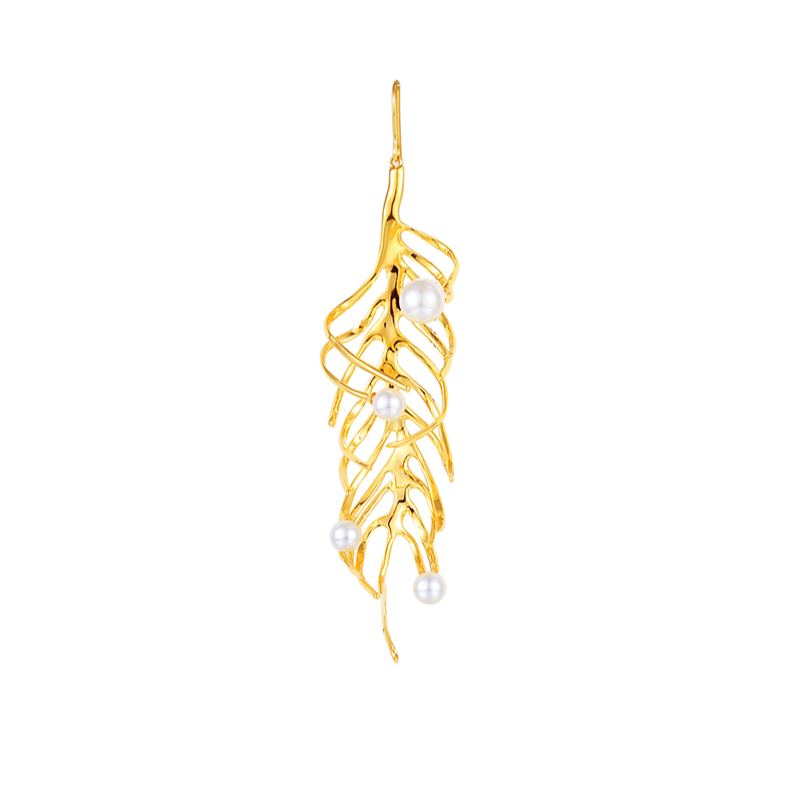 Fern Collection Single Earring With Pearl