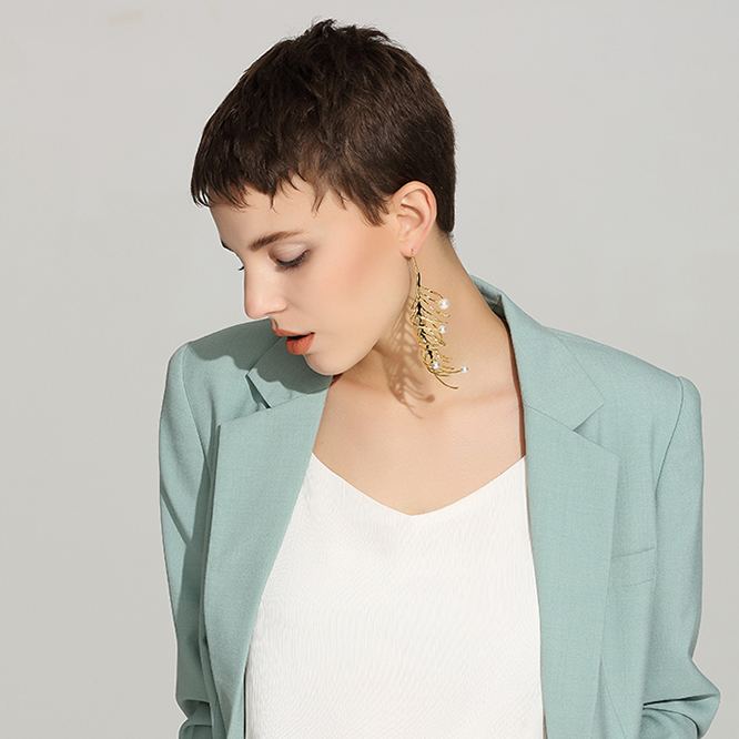 Fern Collection Single Earring With Pearl