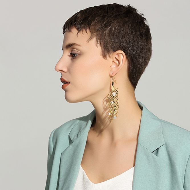 Fern Collection Single Earring With Pearl