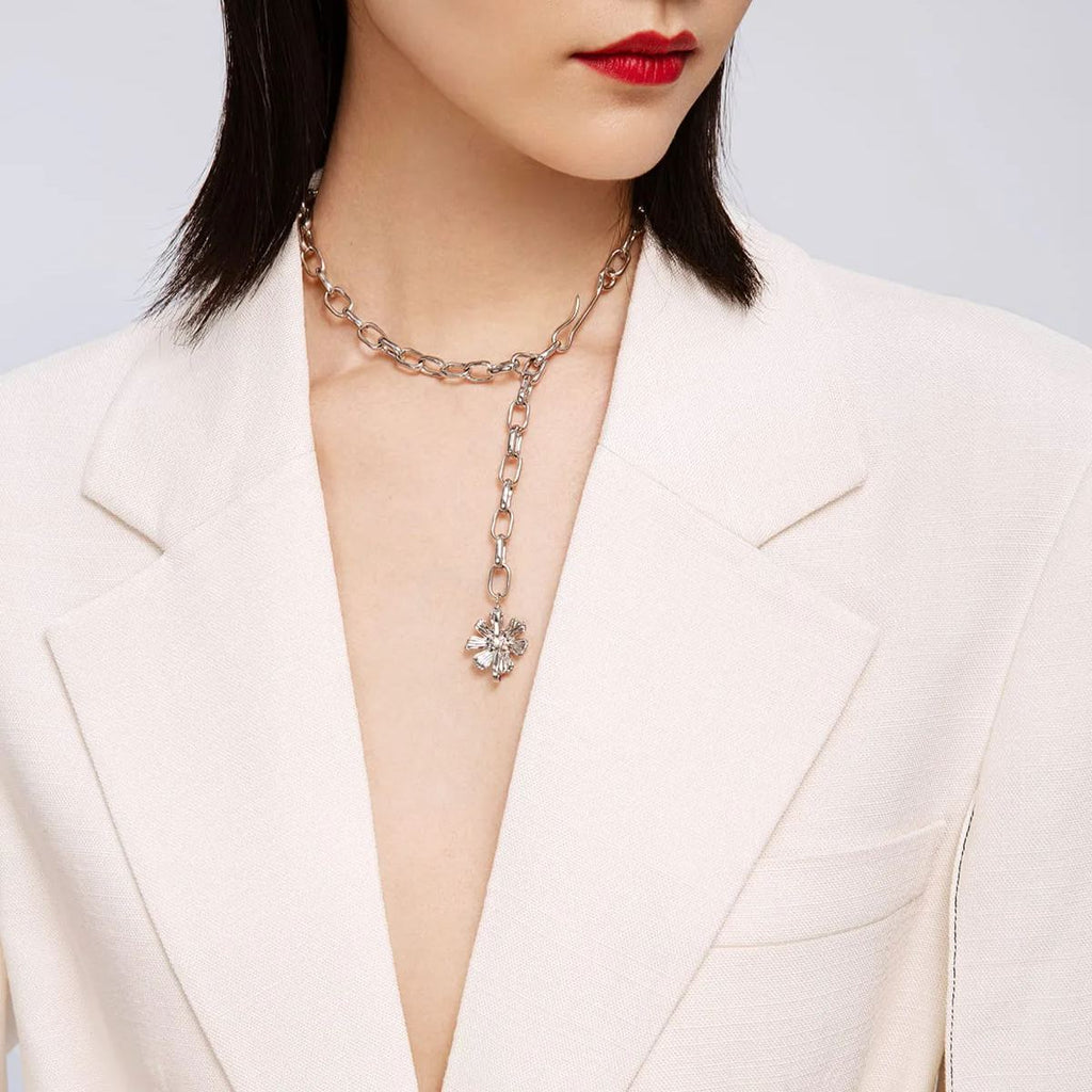 Cosmos Collection Flower Silver Choker