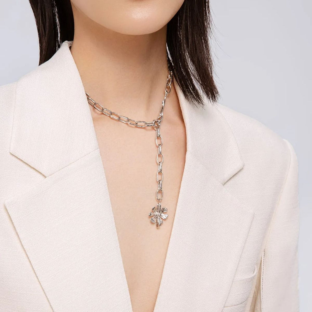 Cosmos Collection Flower Silver Choker