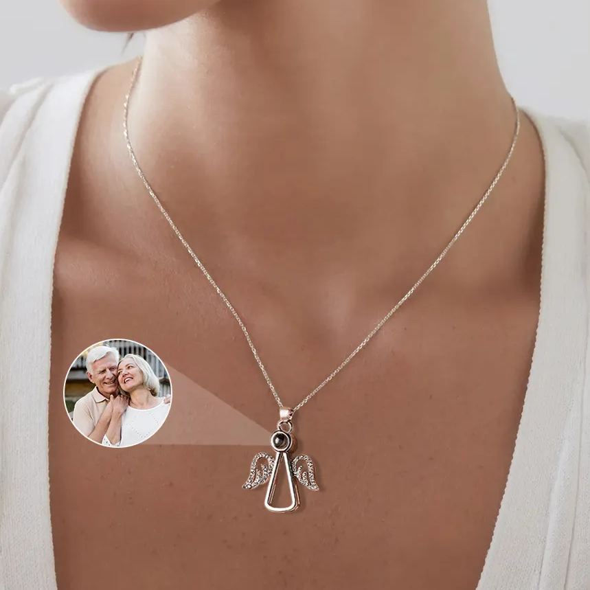 Angel Photo Necklace Personalized Projection Necklace Christmas Gifts