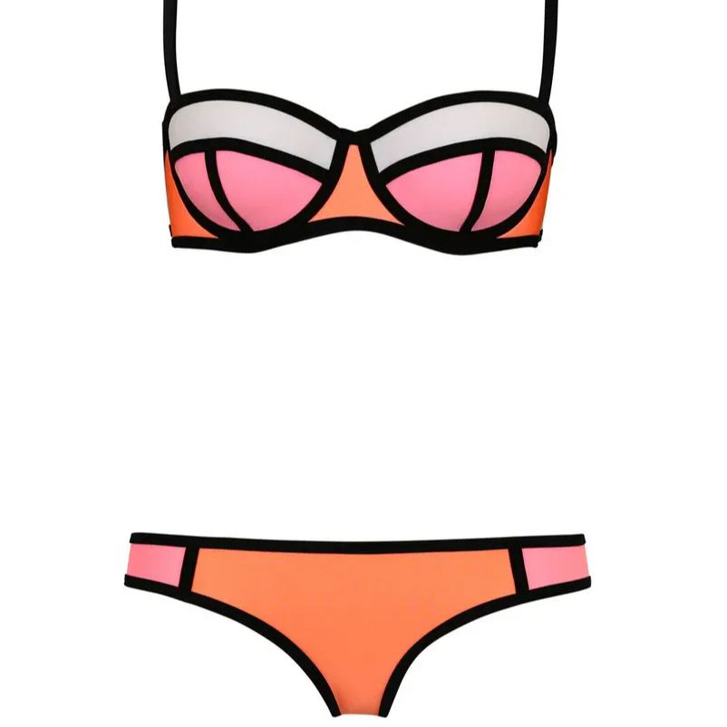 Color Block Bikini Set Colorblock Wet Suit Swimwear Bathing Suit