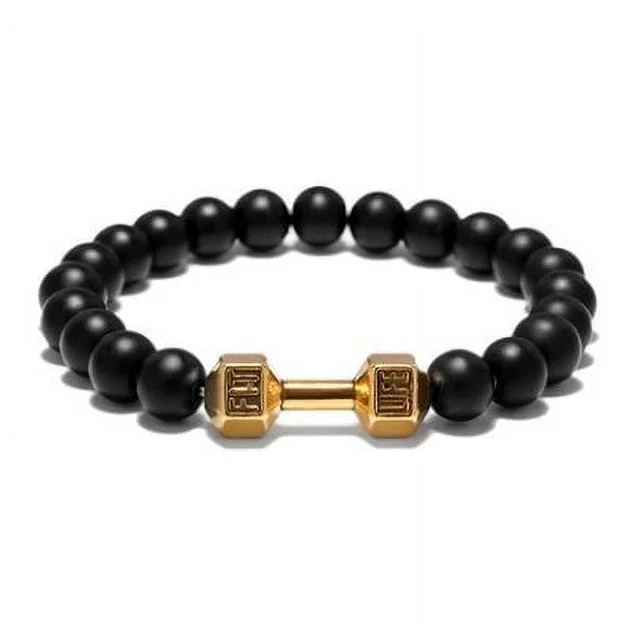 Metal Dumbbell Beads Bracelet Fitness Jewelry for Weightlifting Enthusiasts Sporty Accessory