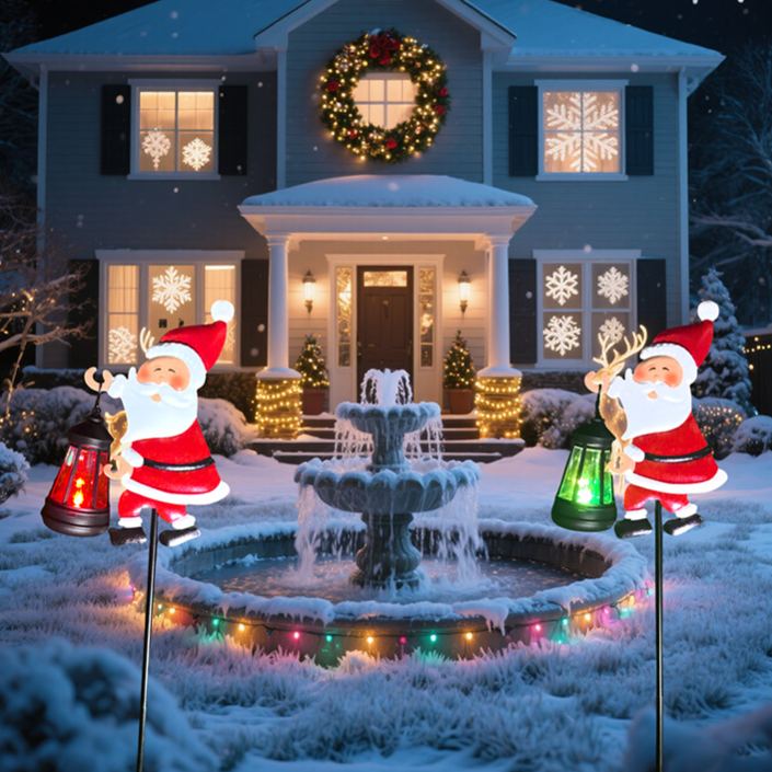 Solar-Powered Santa Claus Lights Ground-Mounted Outdoor Solar Lights Courtyard Decorative Lights