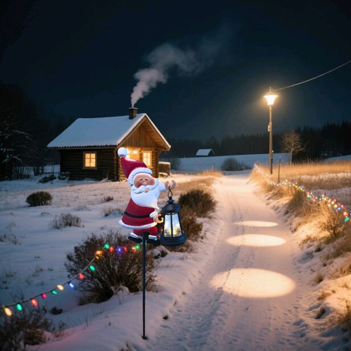 Solar-Powered Santa Claus Lights Ground-Mounted Outdoor Solar Lights Courtyard Decorative Lights