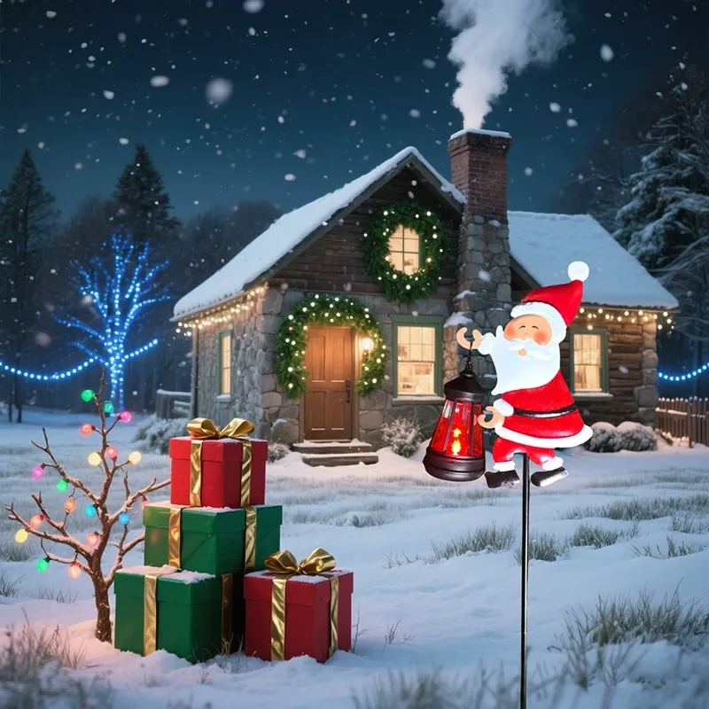 Solar-Powered Santa Claus Lights Ground-Mounted Outdoor Solar Lights Courtyard Decorative Lights