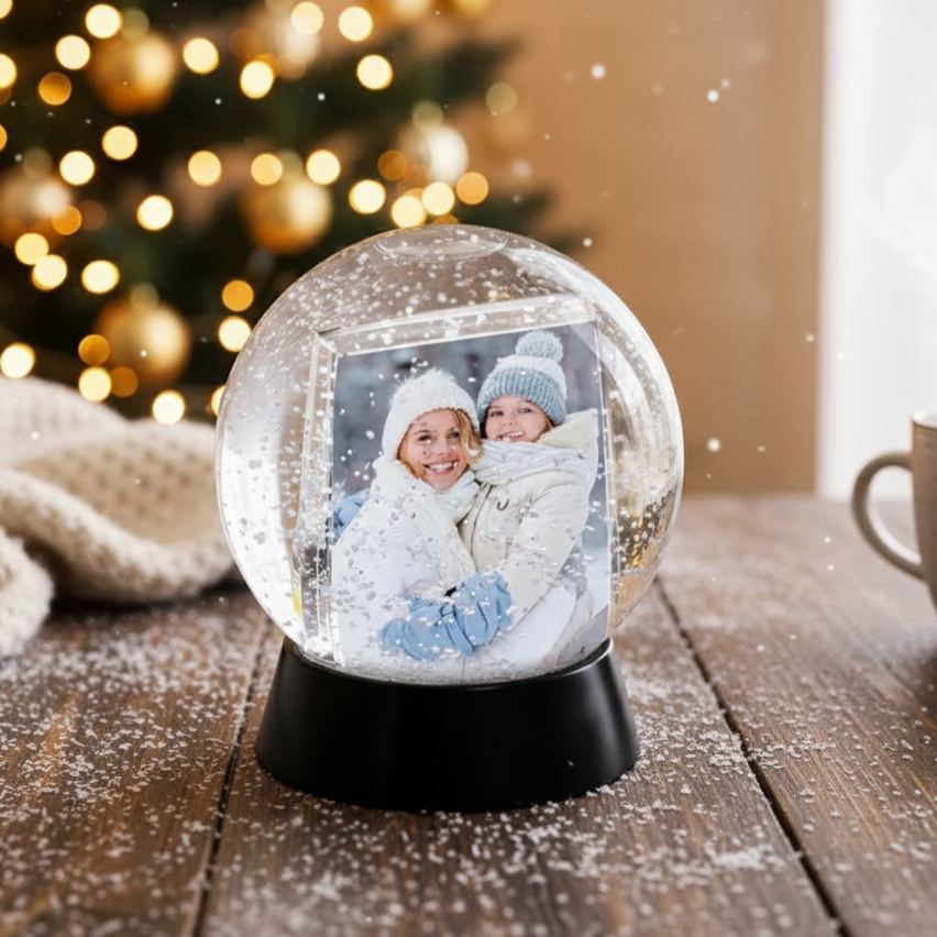 Personalized Photo Photo Snow Globe with Black Base Snow Globe Family Christmas Keepsake