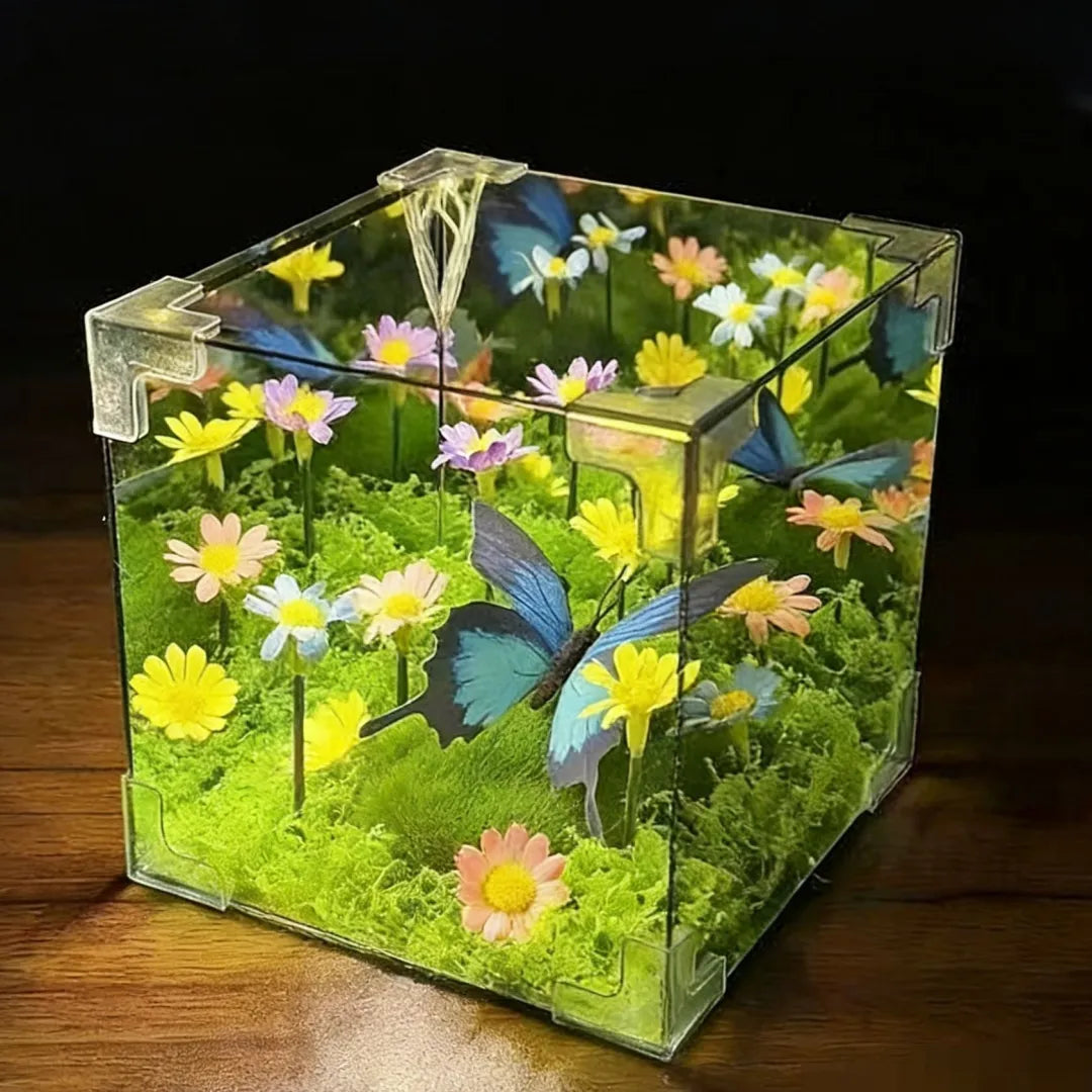 Customized Photo Butterfly Flower Sea Mirror Lamp Personalized DIY Set Flower Sea Gift For Lover