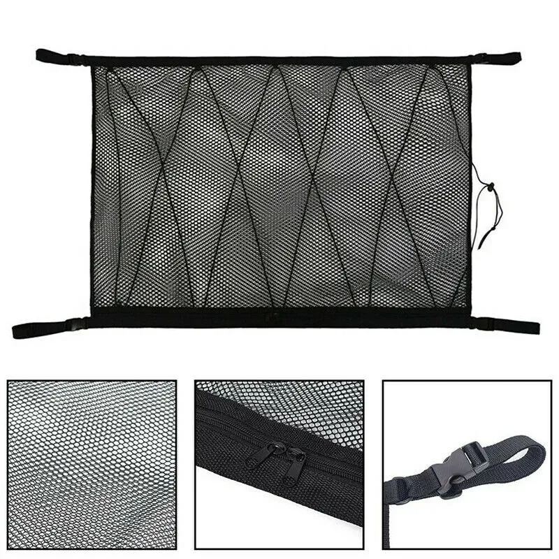 Car Ceiling Cargo Net, Car Ceiling Cargo Net Pocket, Double-Layer Mesh Car Roof Storage Organizer,Truck SUV Travel Long Road Trip Camping Interior Accessories