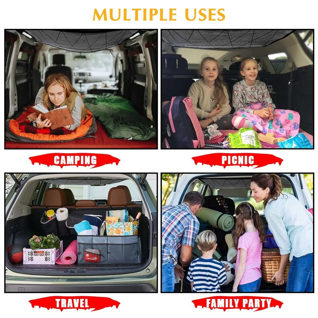 Car Ceiling Cargo Net, Car Ceiling Cargo Net Pocket, Double-Layer Mesh Car Roof Storage Organizer,Truck SUV Travel Long Road Trip Camping Interior Accessories