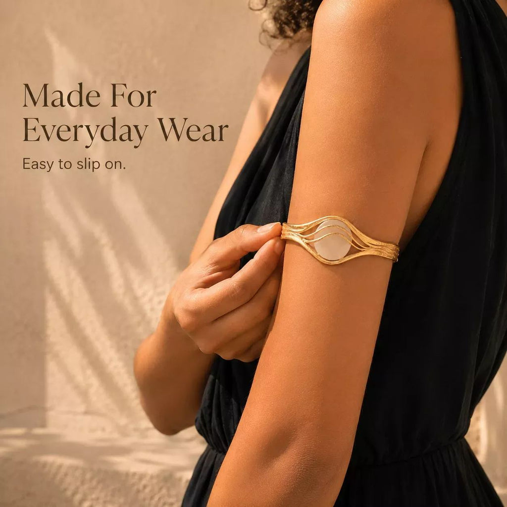 Wavy Open Upper Arm Cuff Bracelet Minimalist Cutout Armlet Bangle Adjustable Wave Arm Ring Statement Body Jewelry for Women