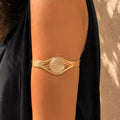 Wavy Open Upper Arm Cuff Bracelet Minimalist Cutout Armlet Bangle Adjustable Wave Arm Ring Statement Body Jewelry for Women