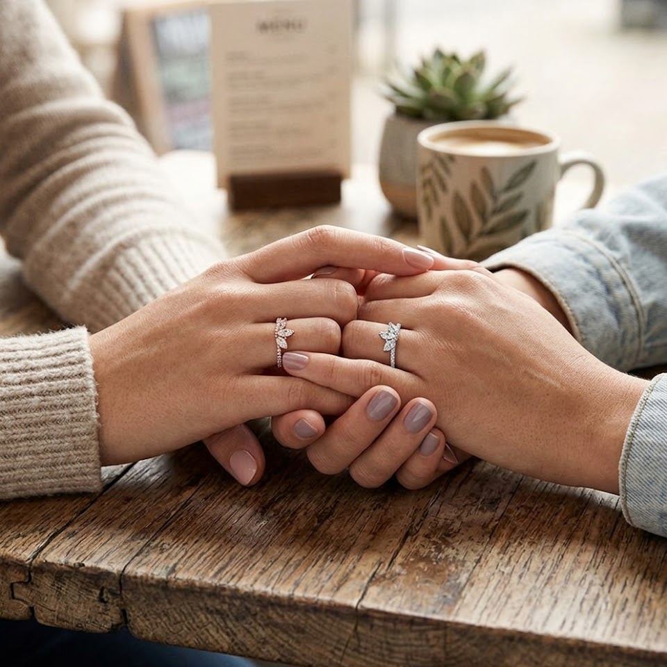 Friendship Ring Women Marquise Leaf Band Stackable Crystal Cluster Ring Sisterhood Best Friend Birthday Jewelry Gift